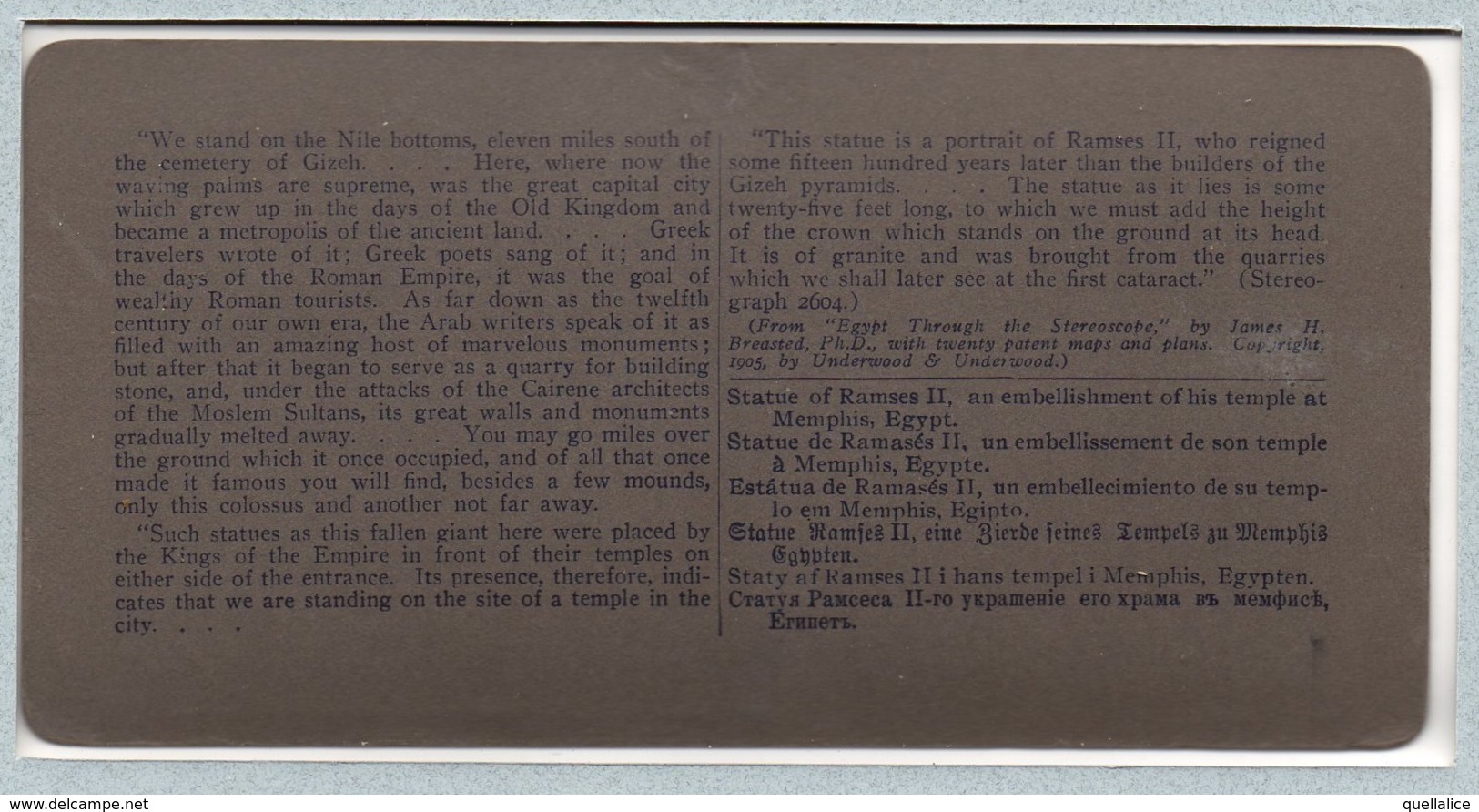 01505 "EGYPT - MEMPHIS -STATUE OF RAMSES II......." ANIMATA.   STEREOSCOPICA. ORIG - Cartes Stéréoscopiques