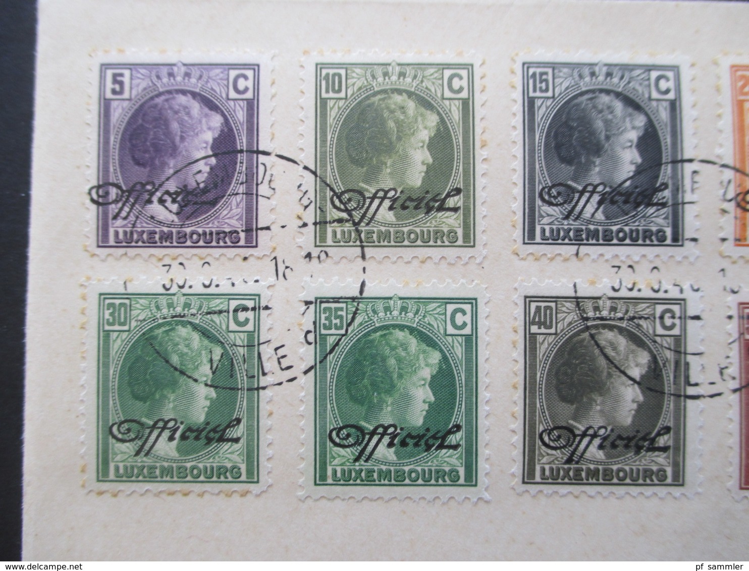 Luxemburg 1940 Dienstmarken Freimarken Mit Aufdruck Officiel 18 Werte Auf 2 Blano Umschlägen 5 Cent - 1 3/4 Fr. - Dienstmarken