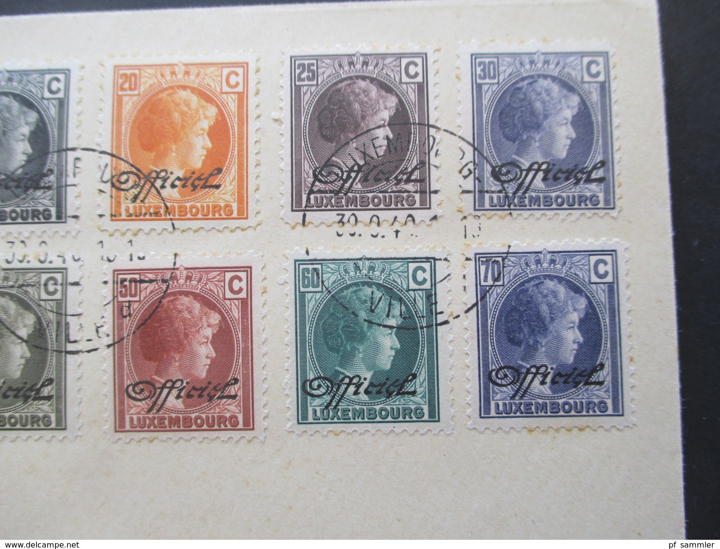 Luxemburg 1940 Dienstmarken Freimarken Mit Aufdruck Officiel 18 Werte Auf 2 Blano Umschlägen 5 Cent - 1 3/4 Fr. - Oficiales