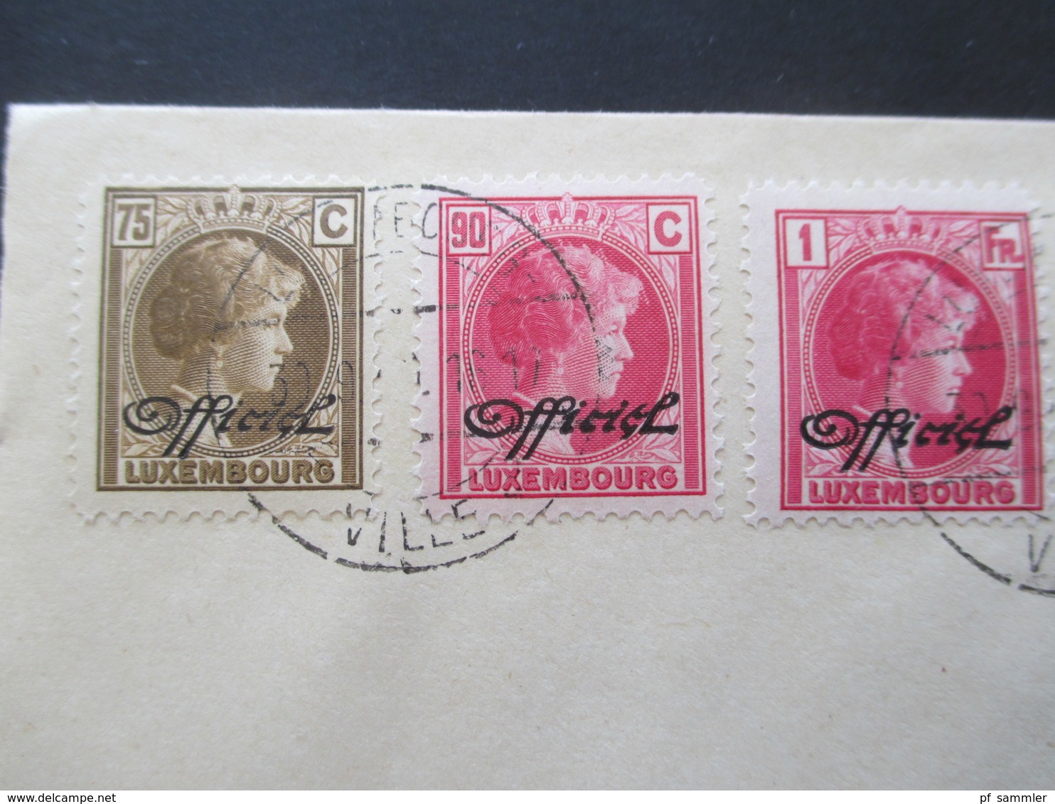 Luxemburg 1940 Dienstmarken Freimarken mit Aufdruck Officiel 18 Werte auf 2 Blano Umschlägen 5 Cent - 1 3/4 Fr.