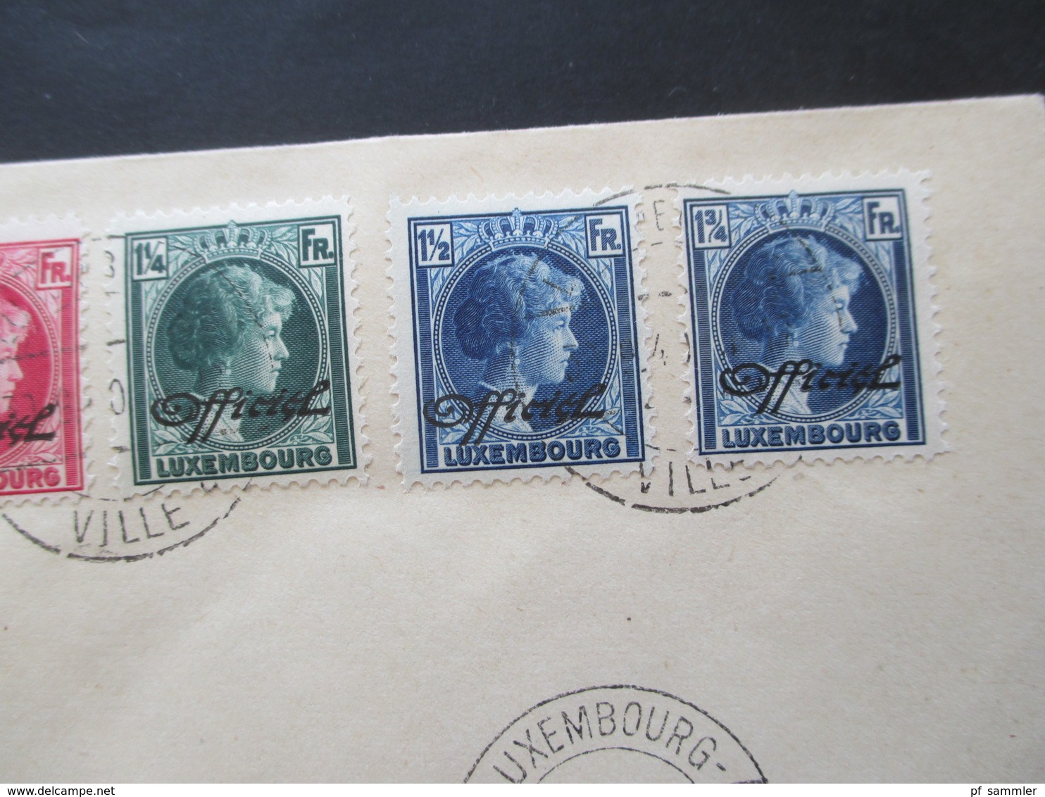 Luxemburg 1940 Dienstmarken Freimarken mit Aufdruck Officiel 18 Werte auf 2 Blano Umschlägen 5 Cent - 1 3/4 Fr.