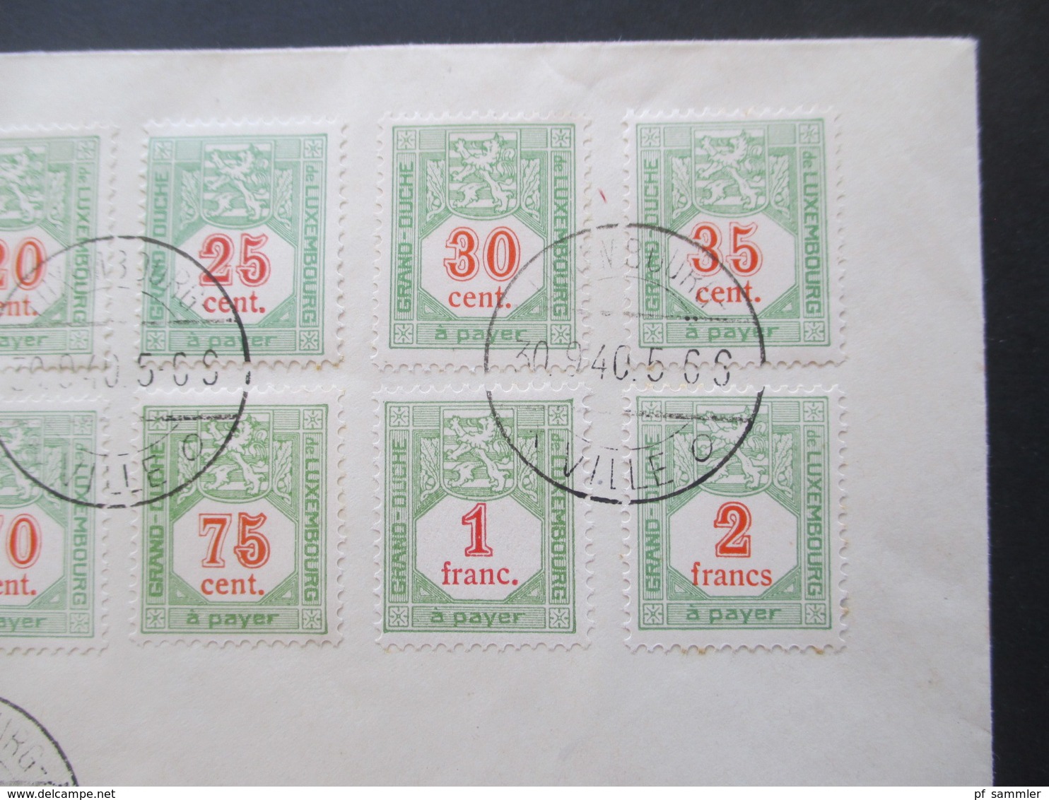 Luxemburg 1940 Portomarken Nr. 10 - 22 Insgesamt 13 Werte Auf Blanko Umschlag Stempel Luxembourg Ville - Postage Due