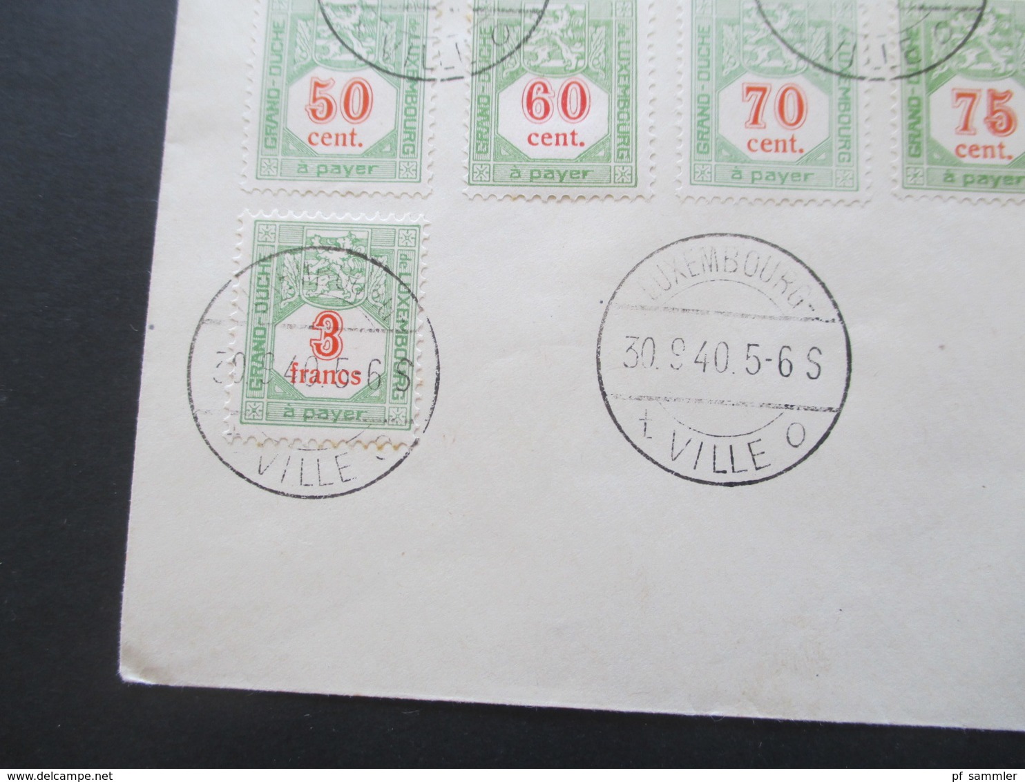 Luxemburg 1940 Portomarken Nr. 10 - 22 Insgesamt 13 Werte Auf Blanko Umschlag Stempel Luxembourg Ville - Postage Due