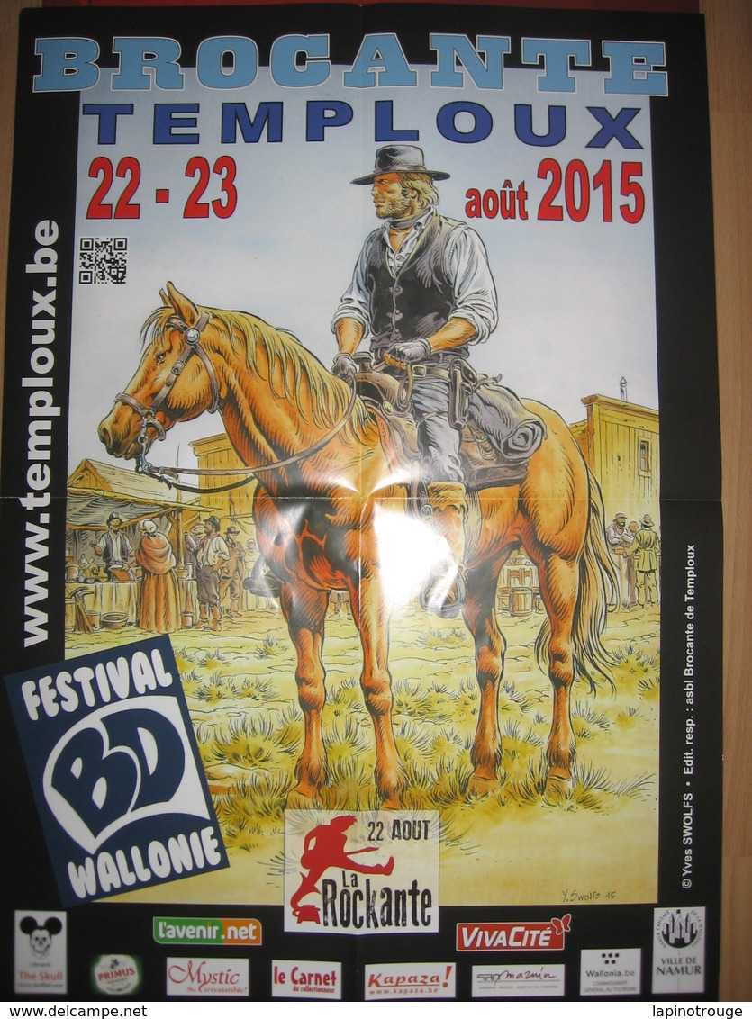 Affiche SWOLFS Yves Brocante Temploux 2015 (Lonseome Durango...) - Affiches & Offsets