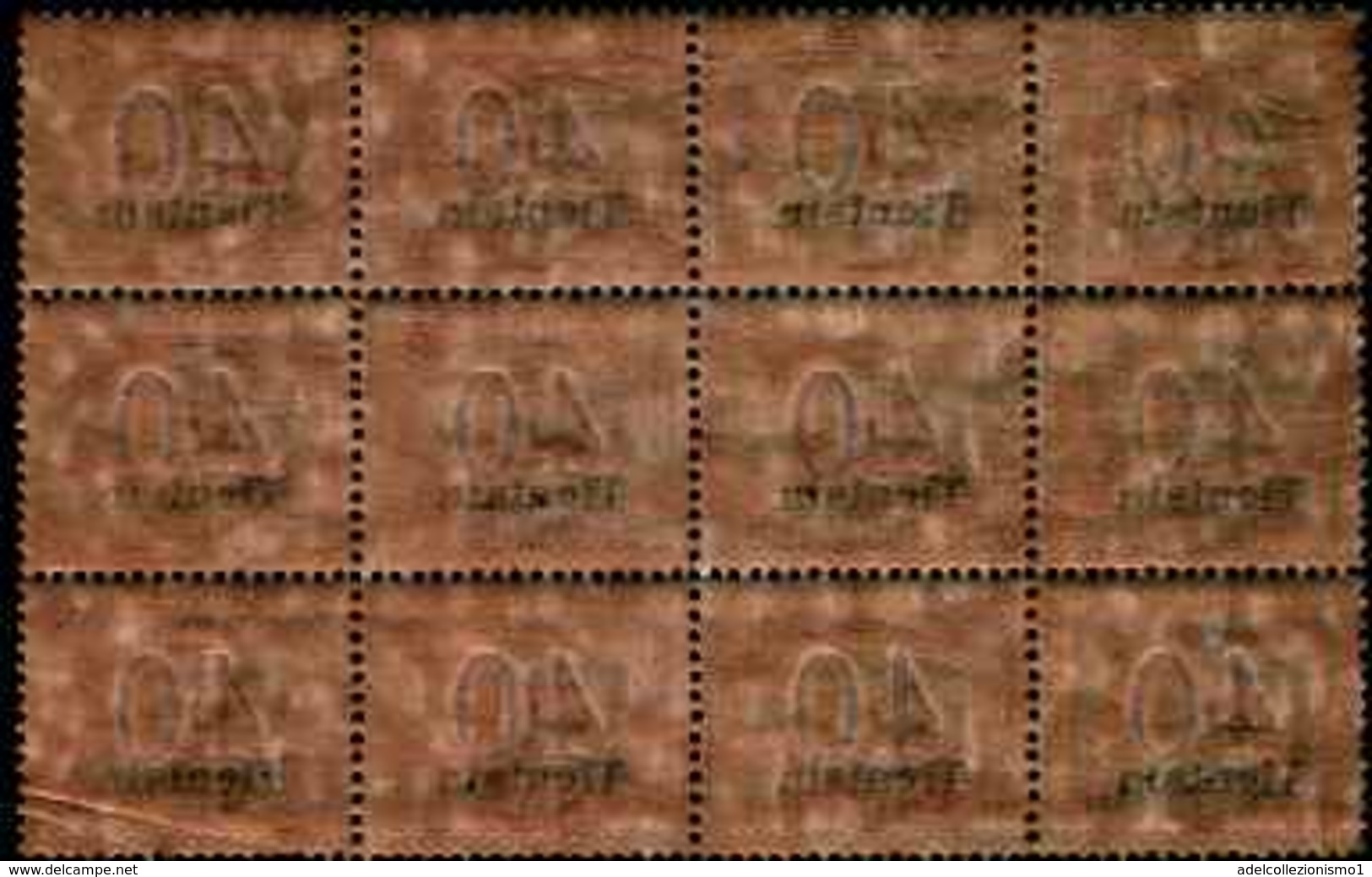 93848) ITALIA-Tientsin-BLOCCO DI 12 DEL 40 C. Segnatasse, Soprastampati Tientsin - 1917-MNH** - Tientsin