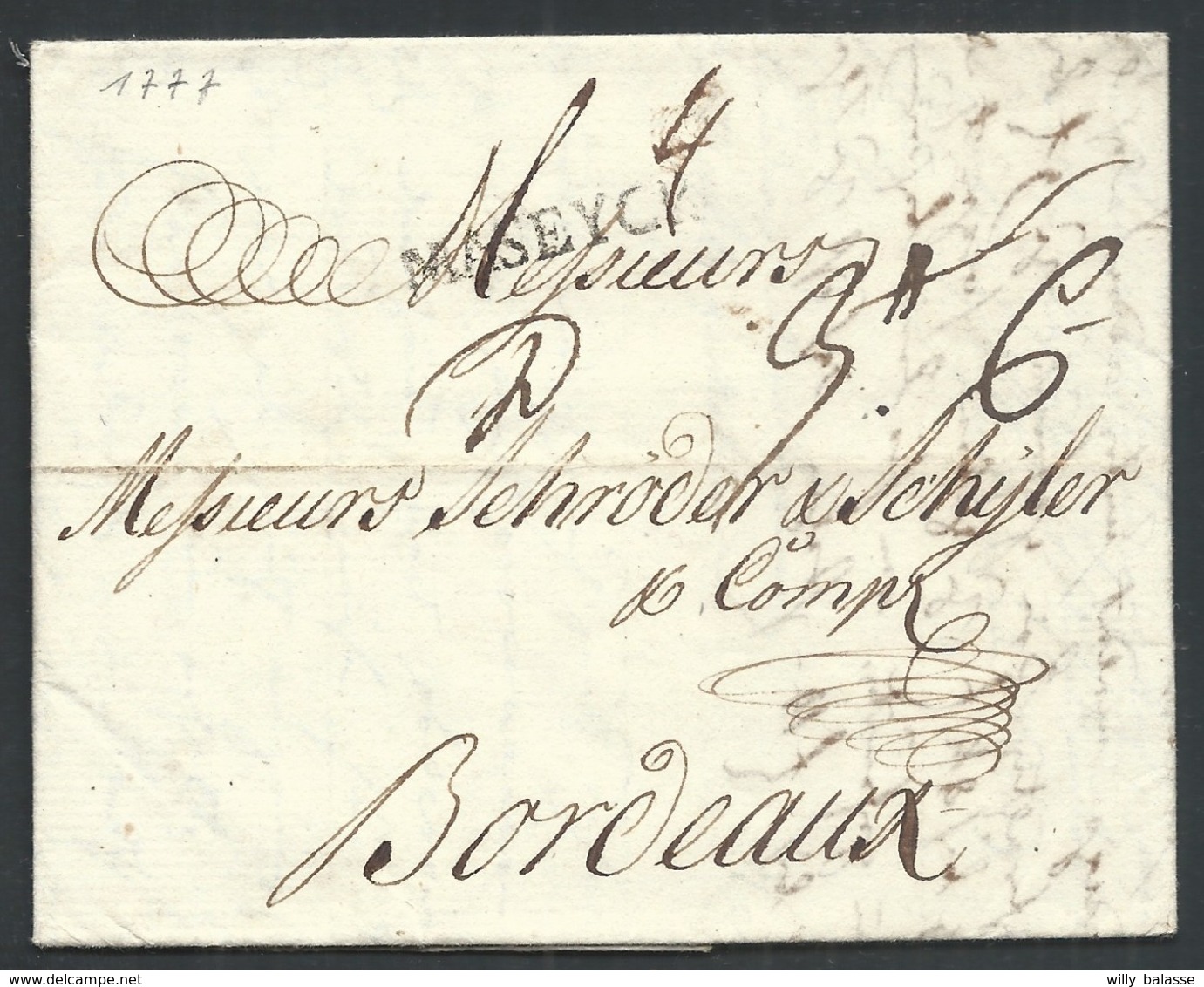 Lac Datée De Bremen (Allemagne) 1777 Pour Bordeaux Marque De Passage MASEYCK - 1714-1794 (Paises Bajos Austriacos)