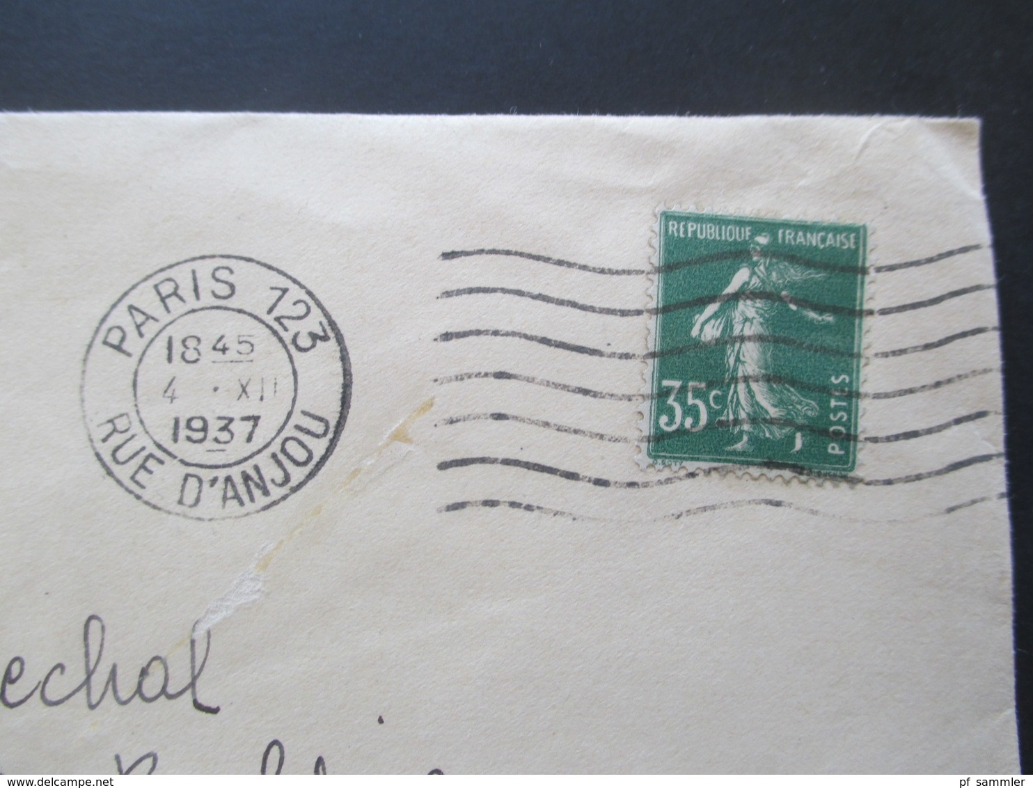 Frankreich 1937 Säerin EF Brief Aus Paris Nach Dayton Ohio Umschlag Des Hotel De Crillon 10, Place De La Concorde Paris - Briefe U. Dokumente