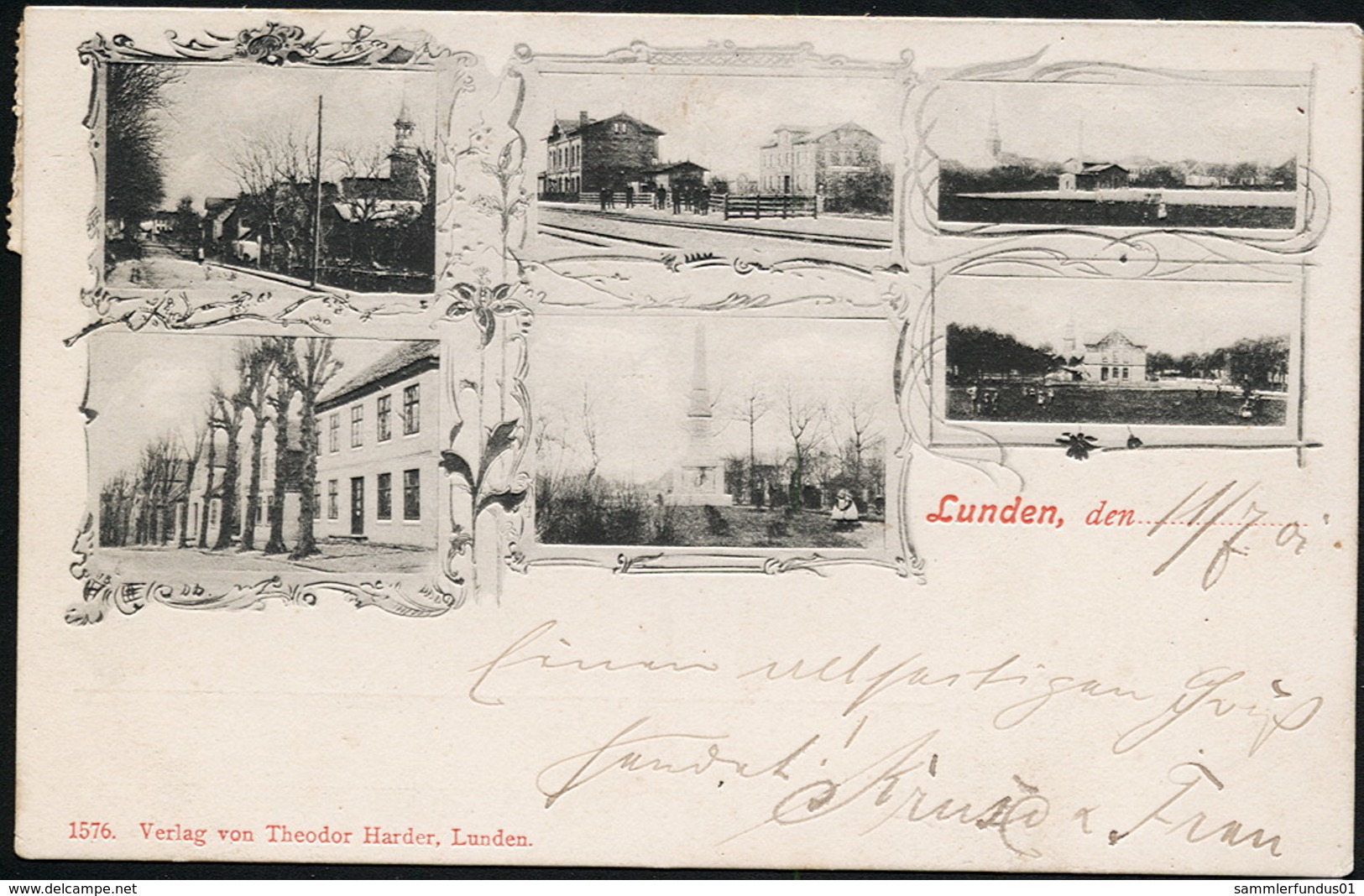 AK/CP  Lunden  Mit Bahnhof   Gel/circ.  1901   Erhaltung/Cond. 2  Nr. 01033 - Lunden