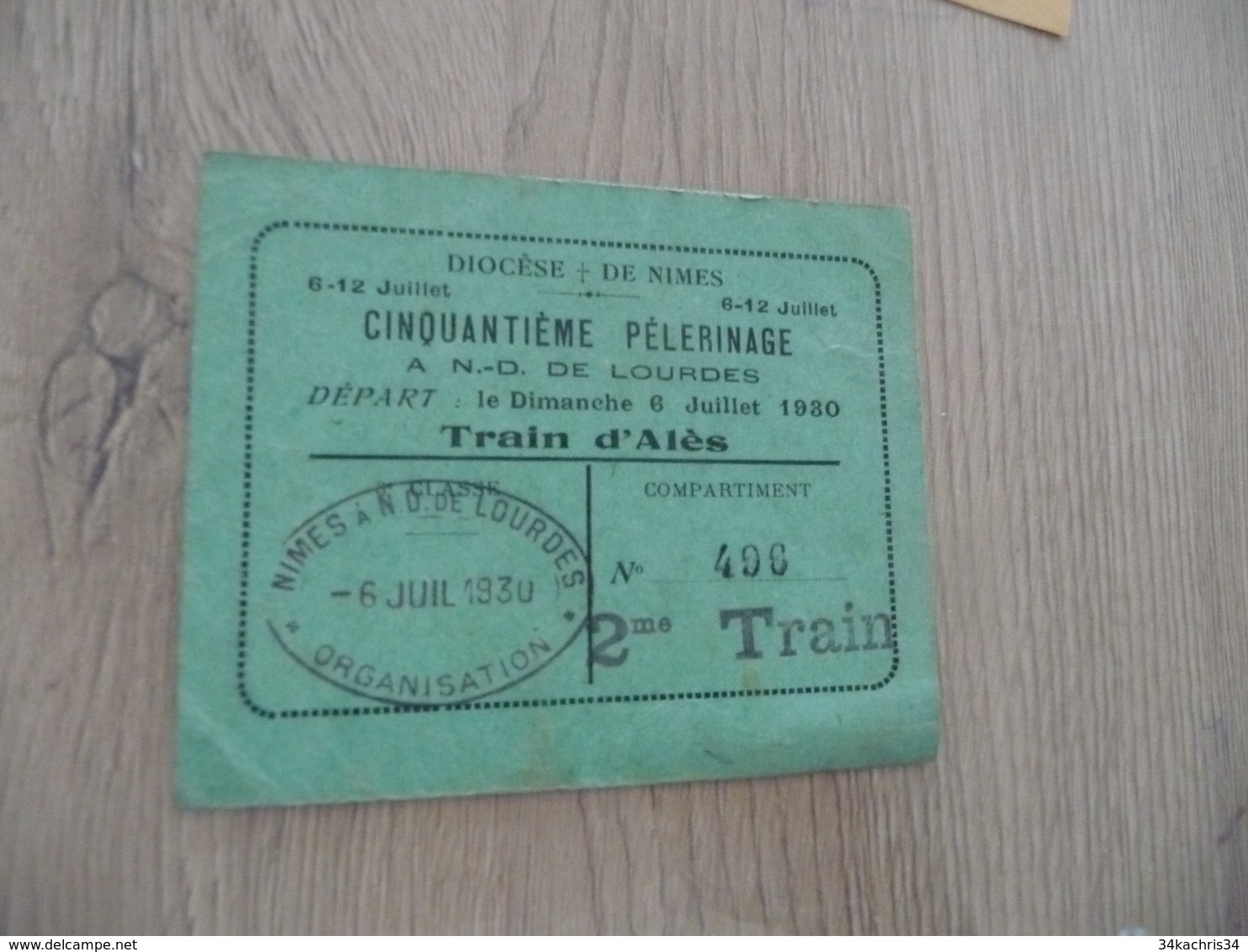 Alès Alais Gard Train Cinquantième Pèlerinage De Lourdes 1930 - Spoorweg