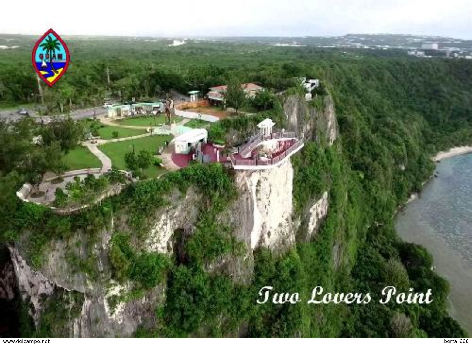 Guam Two Lovers Point Aerial View New Postcard - Guam