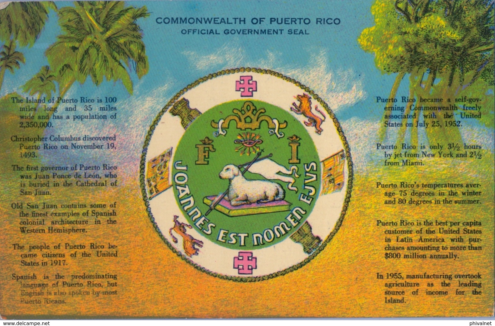 PUERTO RICO - T.P. NO CIRCULADA , TARJETA DE RADIO AFICIONADO , COMMONWEALTH OF PUERTO RICO , OFFICIAL SEAL - Puerto Rico