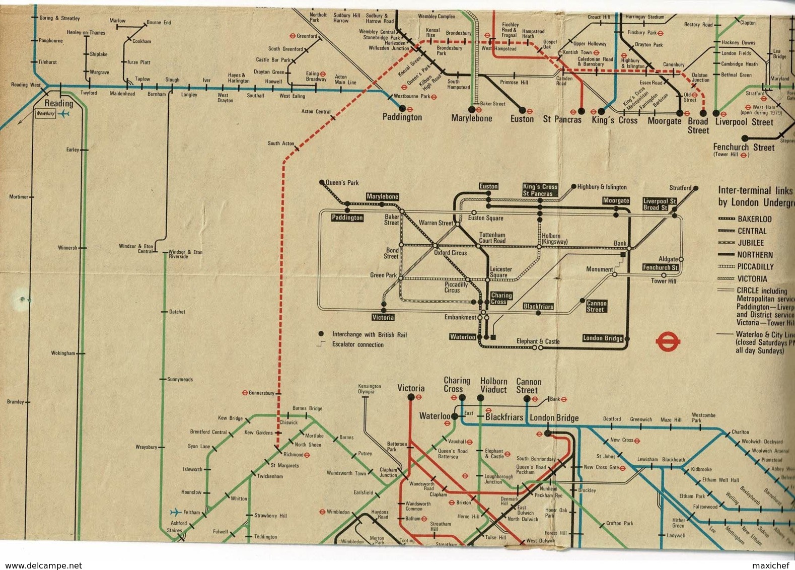 Dépliant en 24 volets (recto-verso) British Rail Passenger Network May 1979 to May 1980