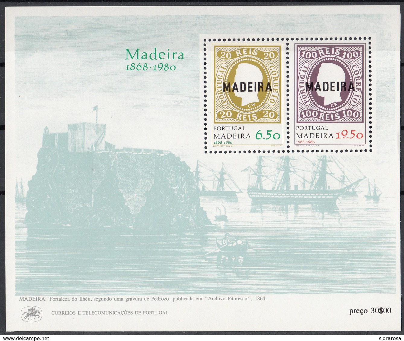 Madeira 1980 Sc. 67a Emissione Rievocativa Sheet Perf. MNH Portogallo - Grabados