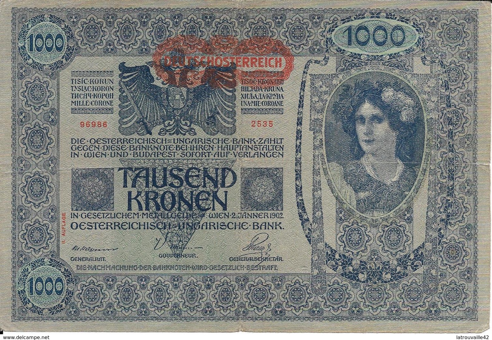 Billet De 1000 Marks Autriche Hongrie 02/01/1902 - Sonstige – Europa