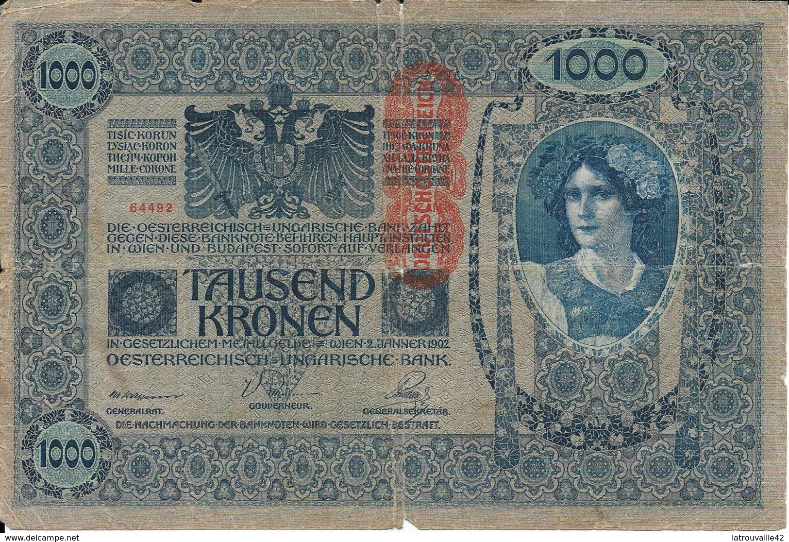 Billet De 1000 Marks Autriche Hongrie 02/01/1902 - Andere - Europa