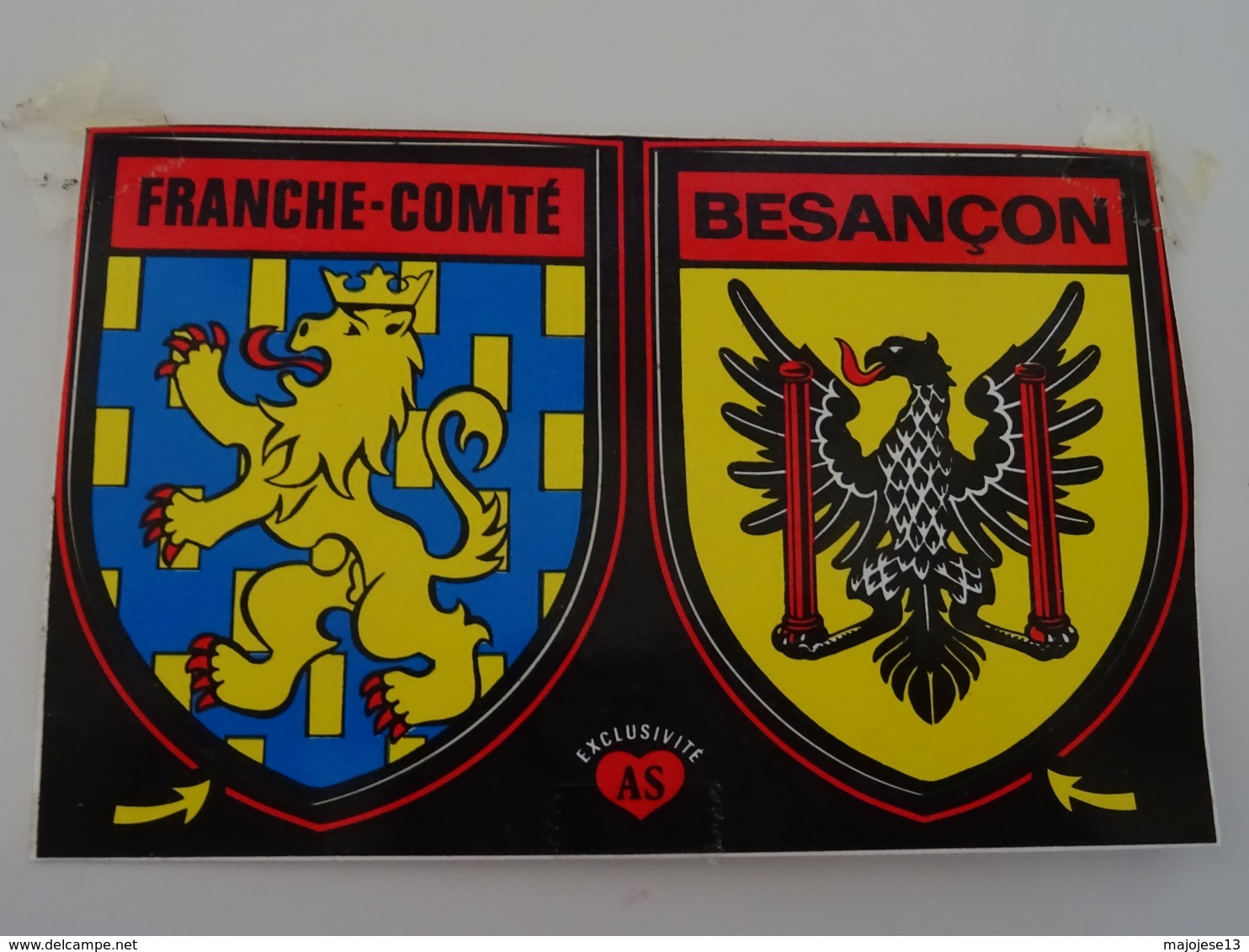 Blason écusson Adhésif Autocollant Franche Comté Et Besançon  Aufkleber Wappen Sticker Adhesivo Adesivo - Obj. 'Remember Of'