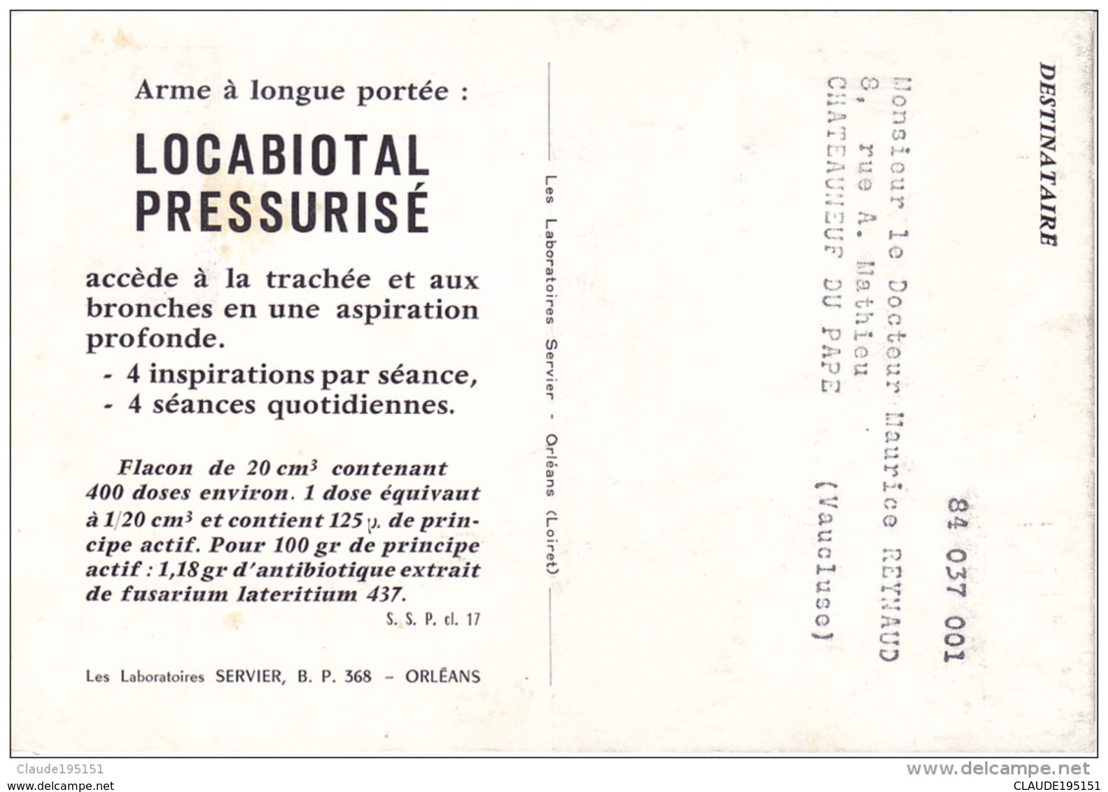 LABORATOIRE SERVIER     CENTENAIRE DE LA CROIX ROUGE  BORDEAUX 7 DEC 1963 - 1960-1969