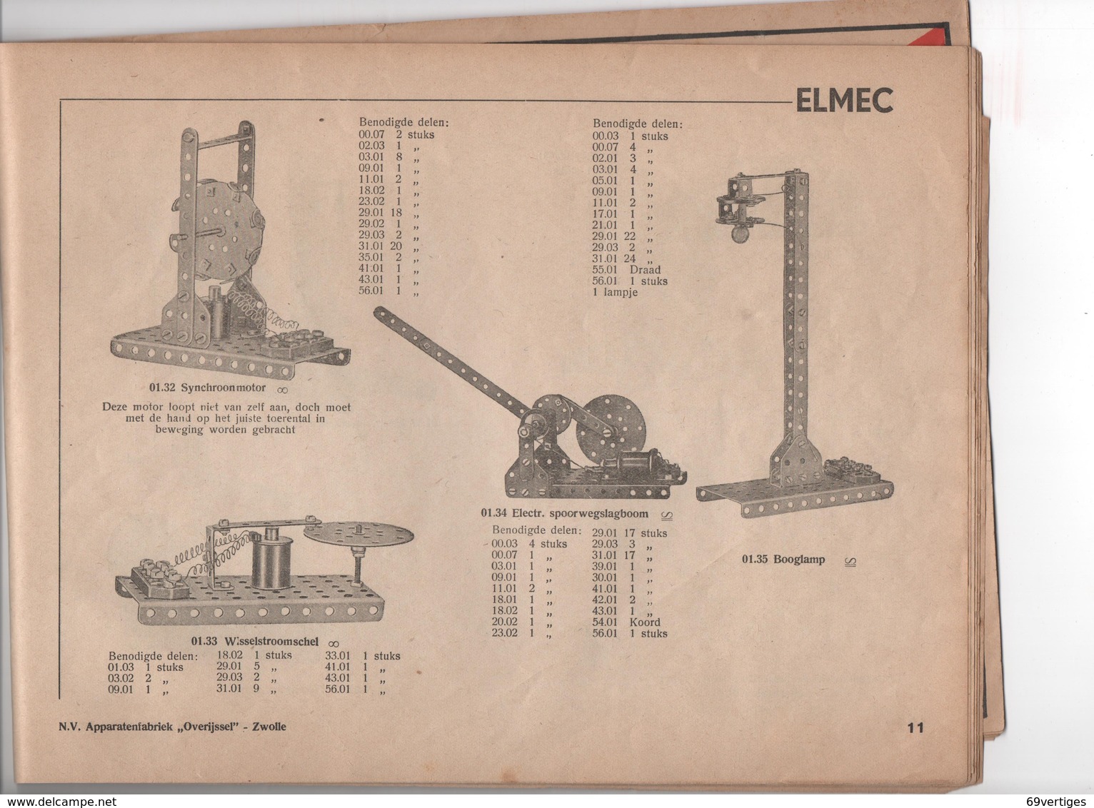 ELMEC, Notice En Néerlandais N°1 De Constructions Avec Modèles Et Indication Des Pièces - Other & Unclassified