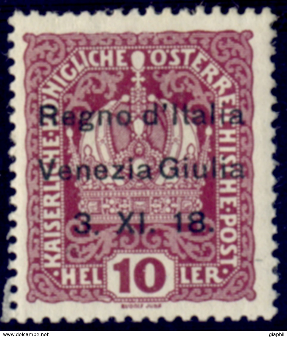 ITALY ITALIA VENEZIA GIULIA 1918 10 H. (Sass. 4) NUOVO LINGUELLATO * - Venezia Giulia