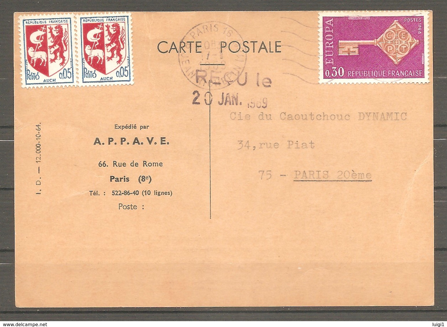 FRANCE 1968. Carte Postale APPAVE Affranchie Avec Y&T N°1556 + 2 X 1468. TB - Covers & Documents