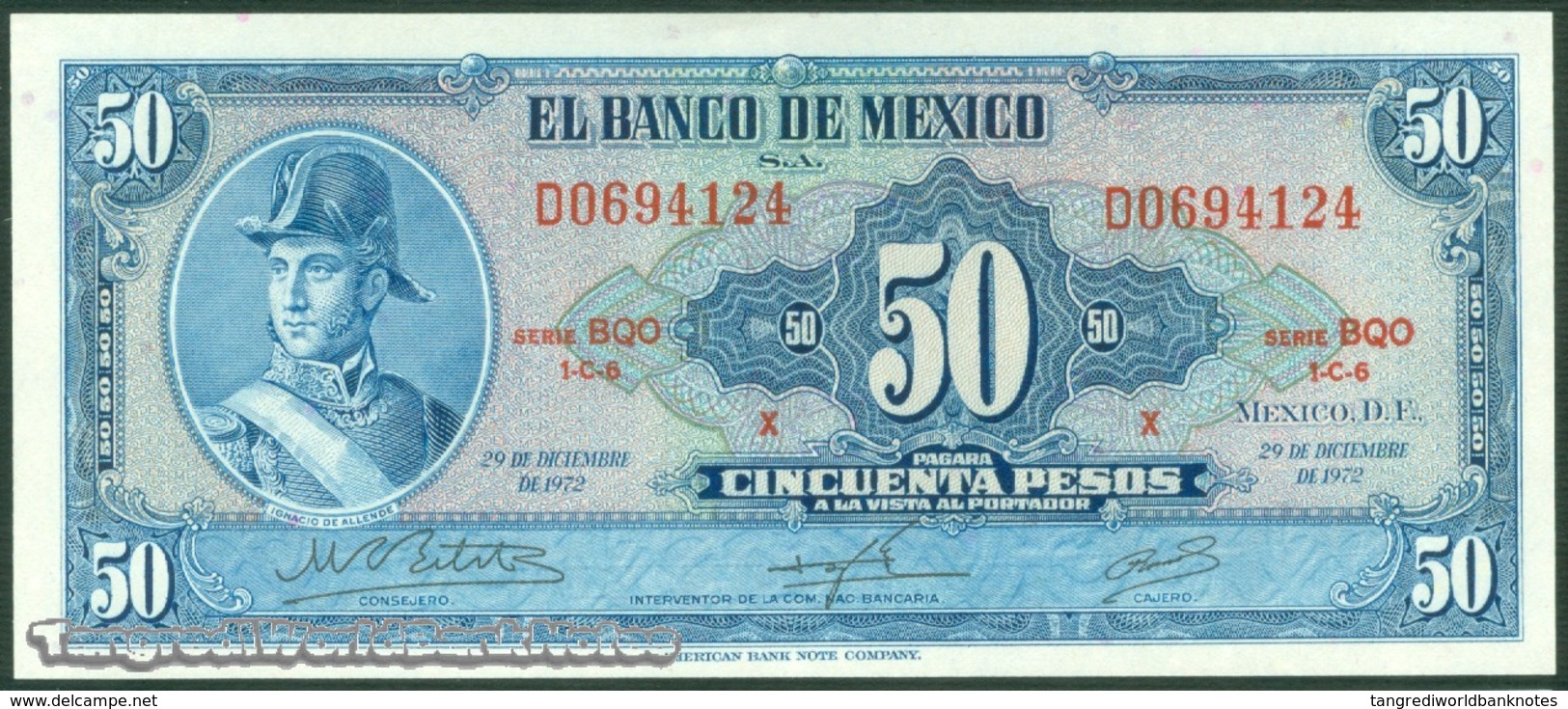 TWN - MEXICO 49u4 - 50 Pesos 29.12.1972 Serie BQO - Prefix D UNC - Messico