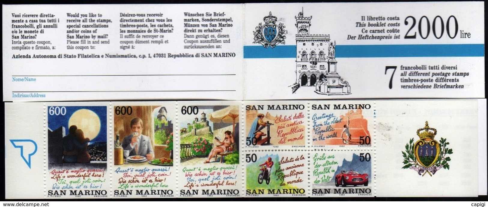 1992 - SAN MARINO - TURISMO - L3  -  NUOVO - MNH - Booklets