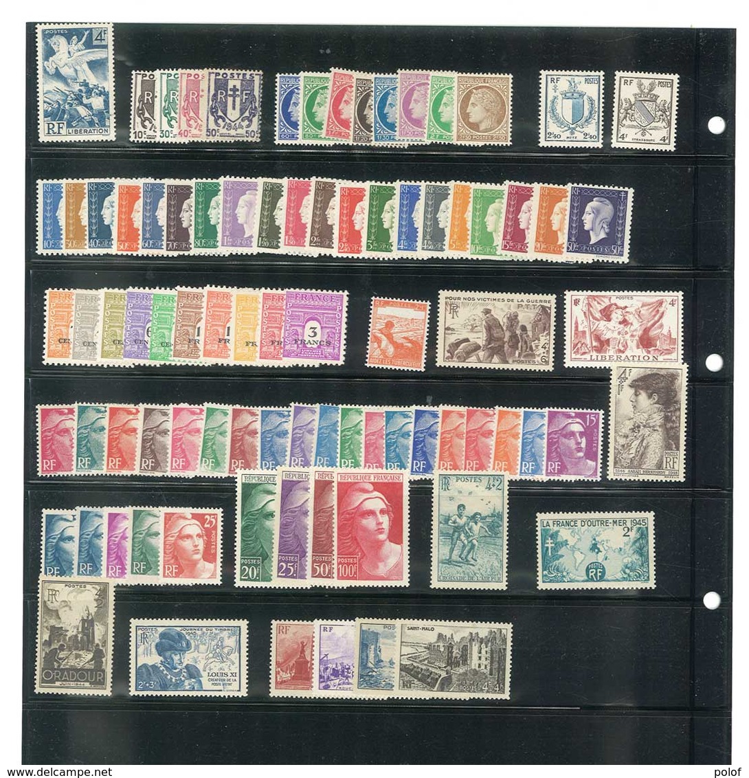 Année Complète 1945 - 85 Timbres Neufs Sans Charnières Ni Traces -  Yvert  669 à 747 - 1940-1949