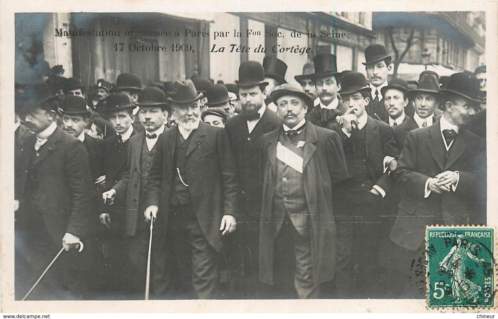 PARIS MANIFESTATION 17 OCTOBRE 1909 CONTRE L'EXECUTION DE FERRER LA TETE DU CORTEGE - Manifestazioni