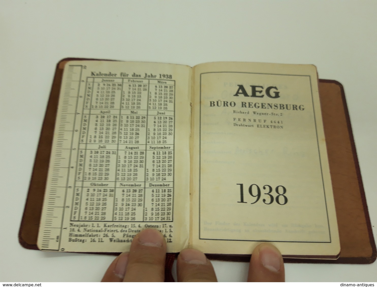 Allgemeine Elektricitäts-Gesellschaft AG AEG Planer 1938 Artz Tages - Merkbuch - Europa