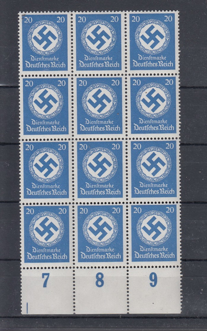 Deutsche Reich Michel Kat,Nr. Dienst  Postfr/** 174  -12- Bogenteil - Dienstmarken