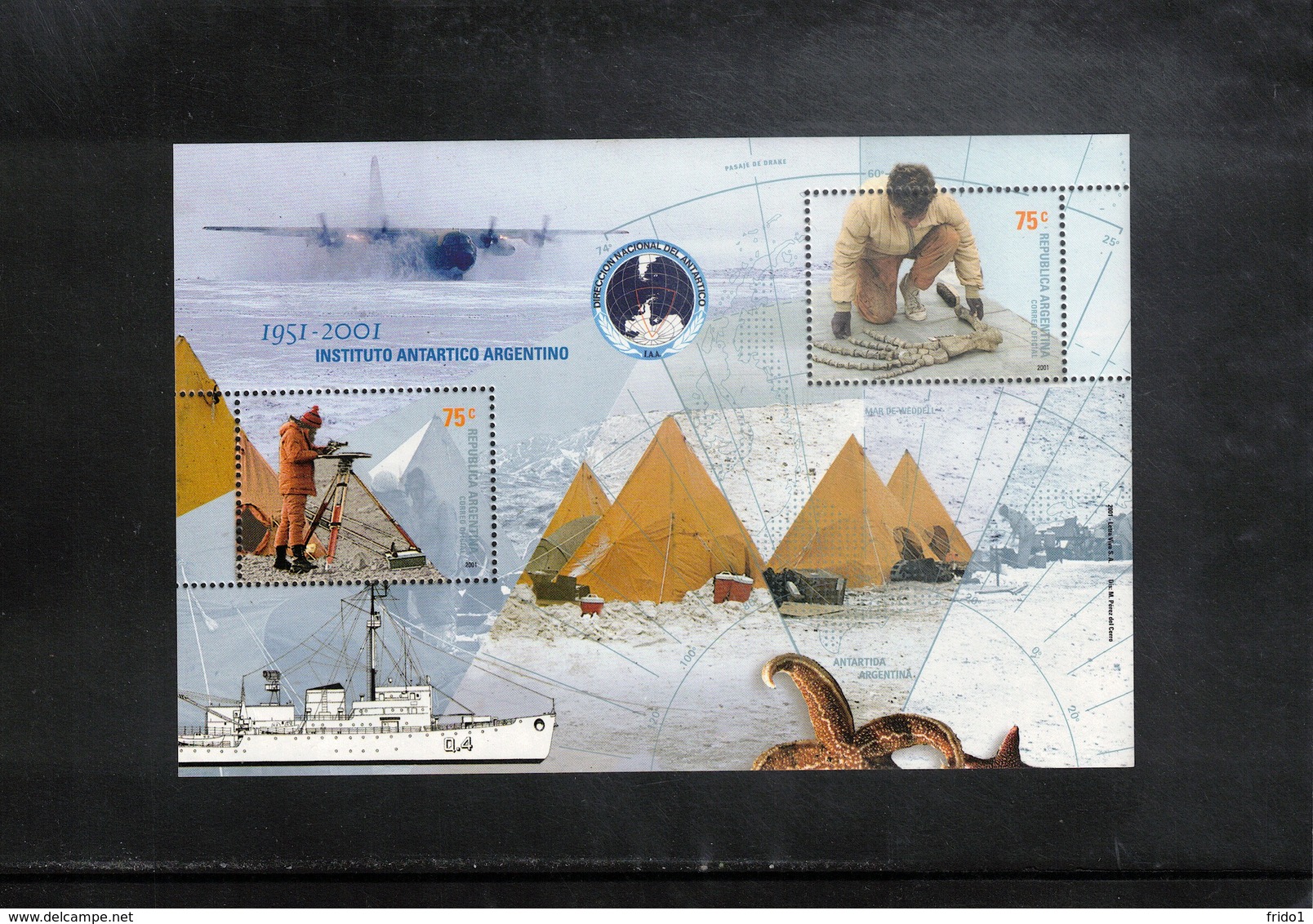 Argentina 2001 50 Years Of Argentinian Antarctic Institute Block Postfrisch / MNH - Research Programs