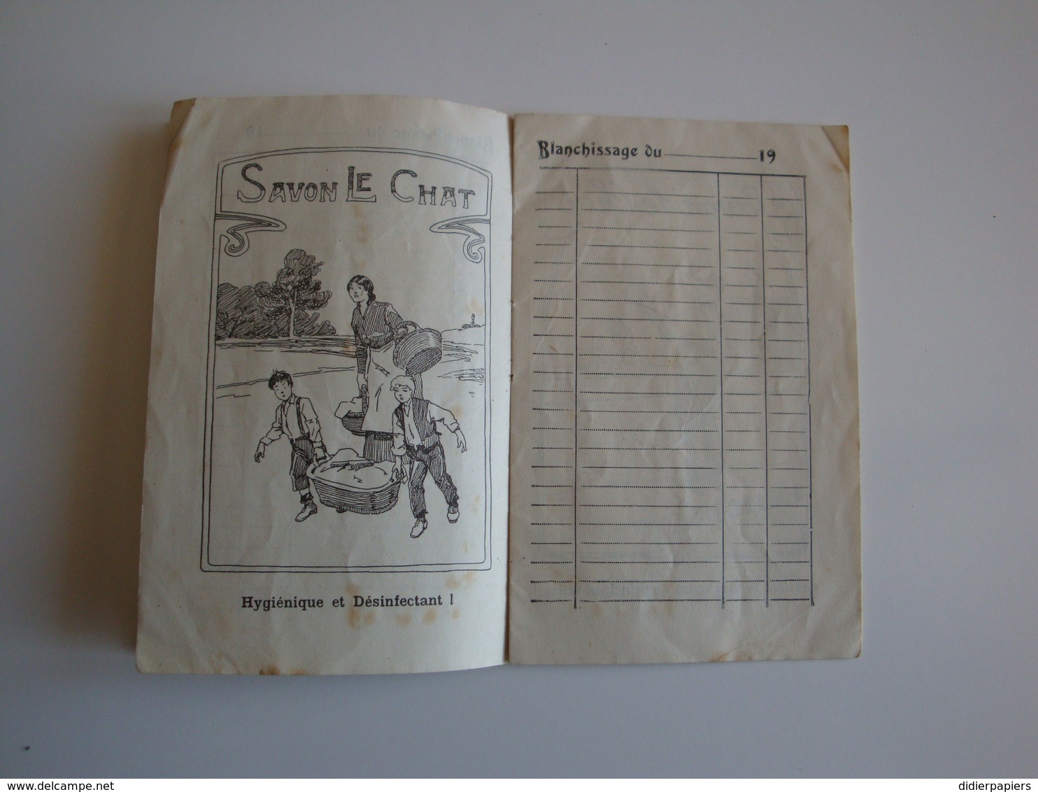 Carnet De Blanchissage  Calendrier Pour Le Savon Le CHAT, C.Ferrier,Cie.Marseille 1920-1921 - Autres & Non Classés