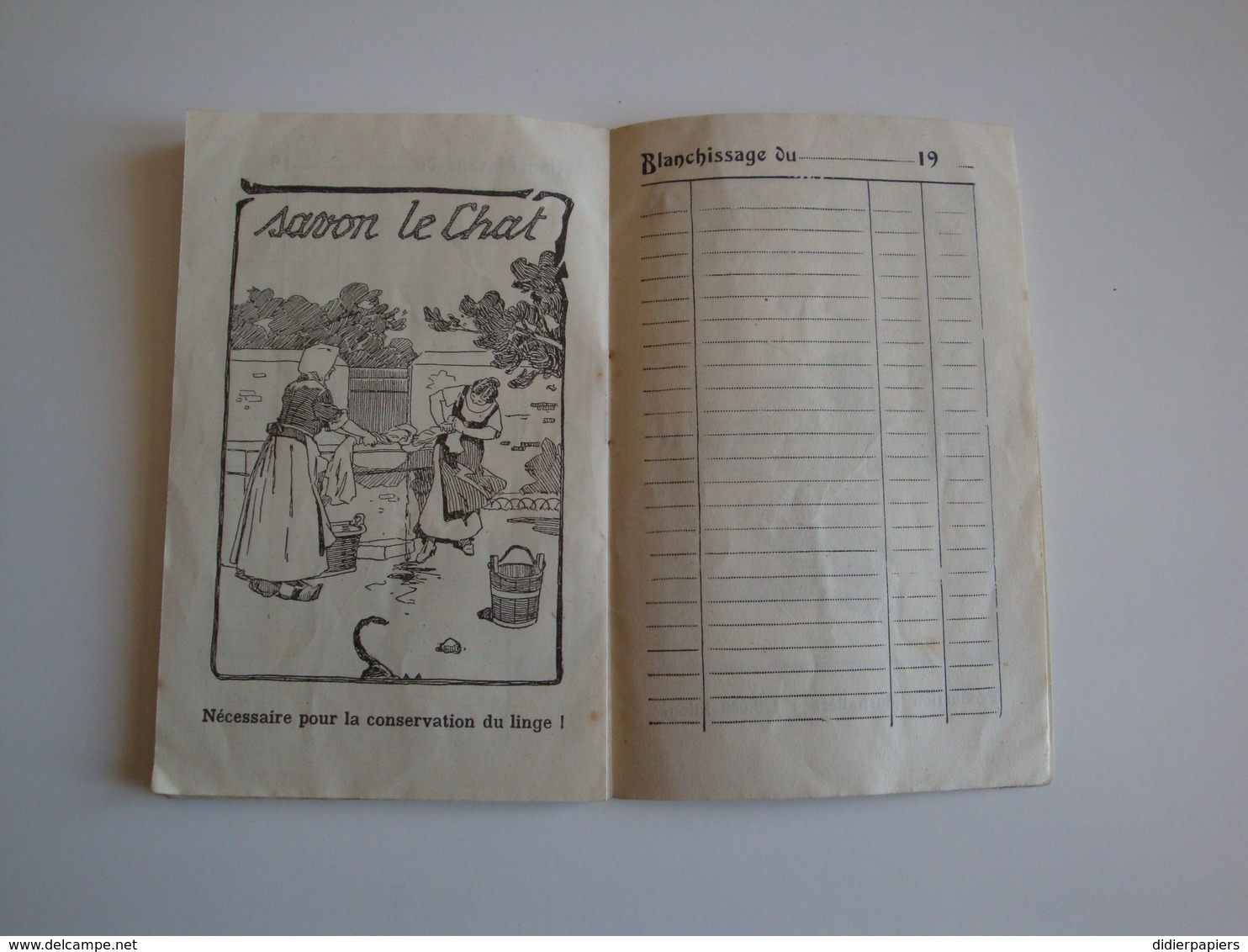 Carnet De Blanchissage  Calendrier Pour Le Savon Le CHAT, C.Ferrier,Cie.Marseille 1920-1921 - Autres & Non Classés