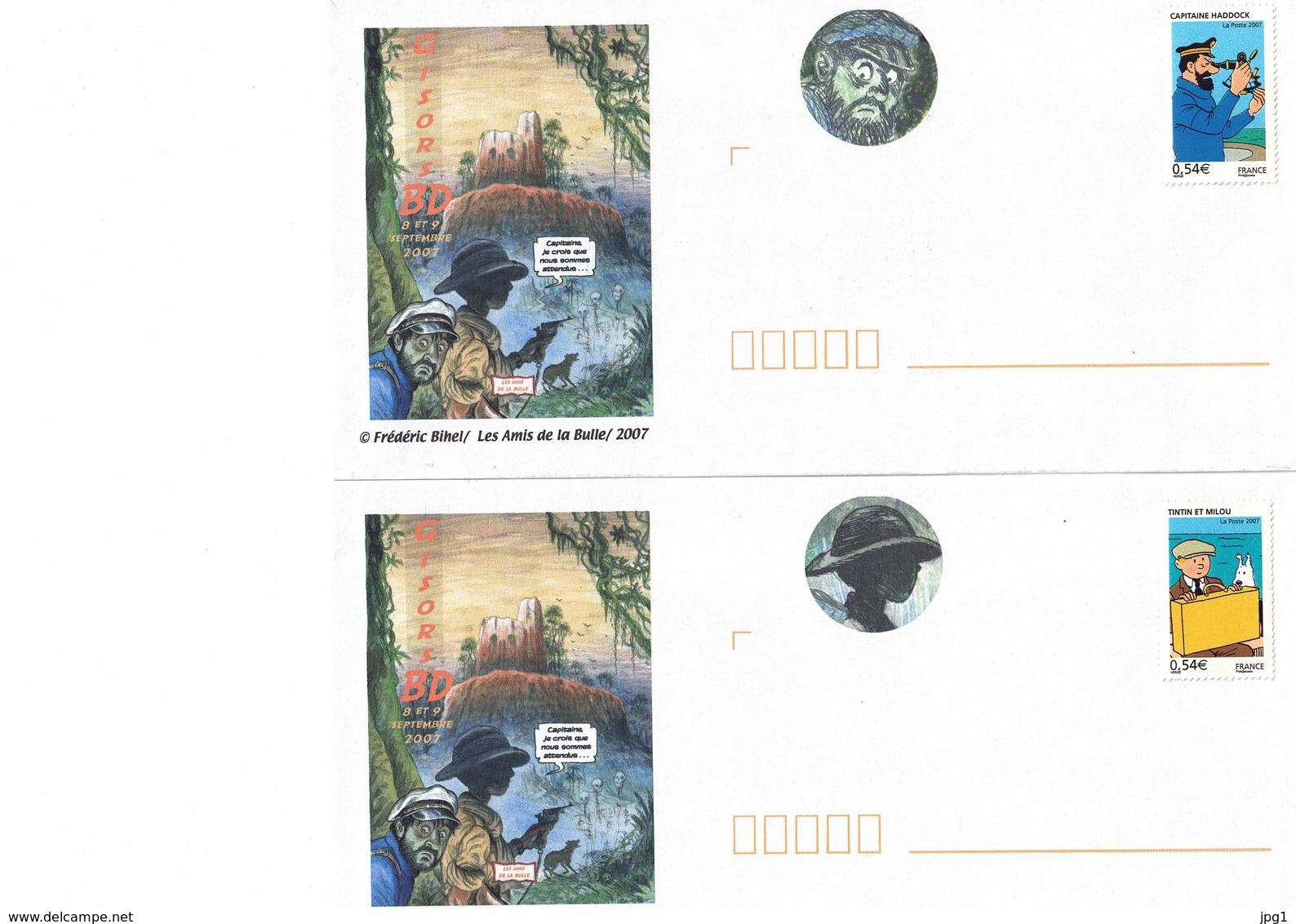 TINTIN : Deux Enveloppes Vierges Avec Timbres Tintin. Peuvent Servir Au Courrier Uniquement En France. - Comics
