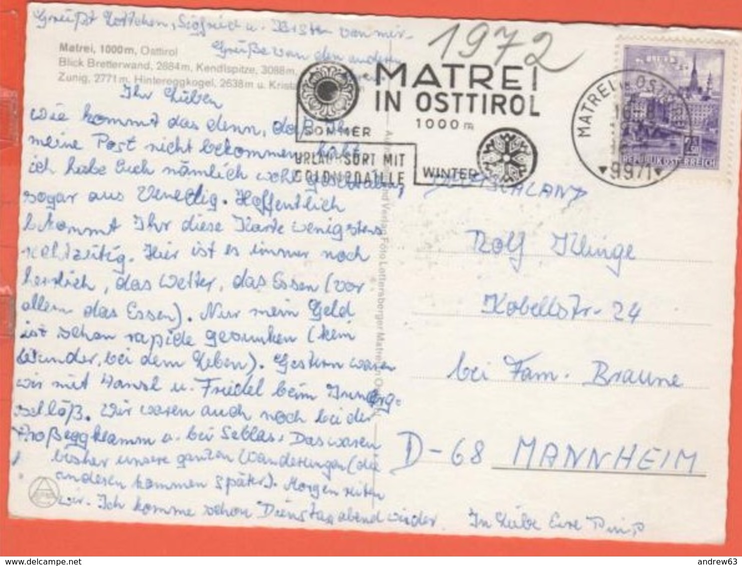 AUSTRIA - ÖSTERREICH - AUTRICHE - 1977 - 2,5S + Flamme - Tirolo - Matrei In Osttirol - Multivues - Viaggiata Da Matrei I - Matrei In Osttirol