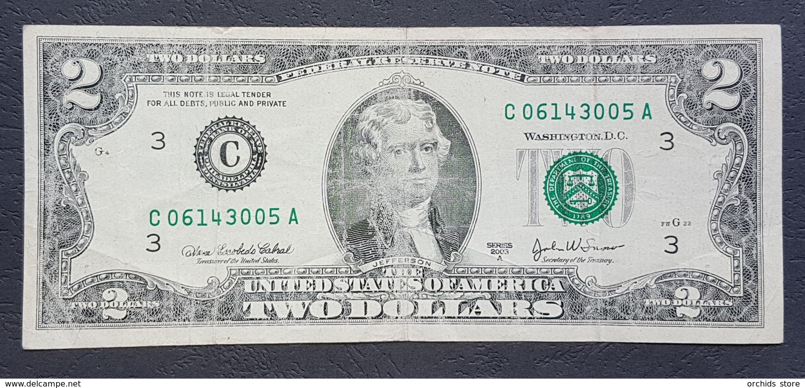 EM0407 - USA 2 Dollars Banknote 2003 Series A 3 #C06143005A - Federal Reserve Notes (1928-...)