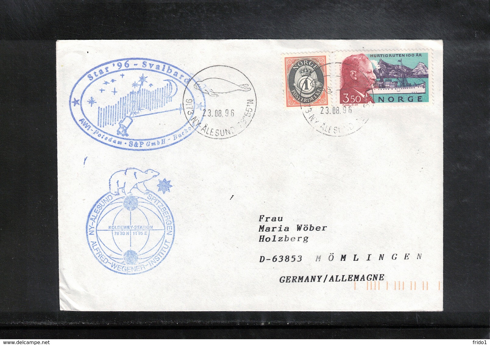 Norway 1996 Spitsbergen Koldewey Station Interesting Cover - Scientific Stations & Arctic Drifting Stations