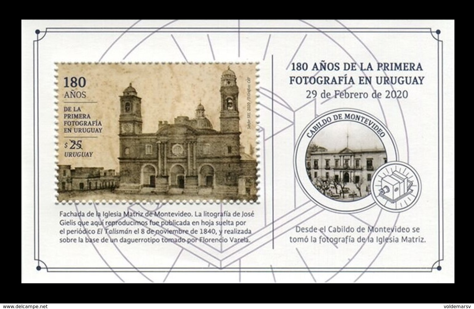 Uruguay 2020 Mih. 3701 (Bl.155) First Photography In Uruguay MNH ** - Uruguay