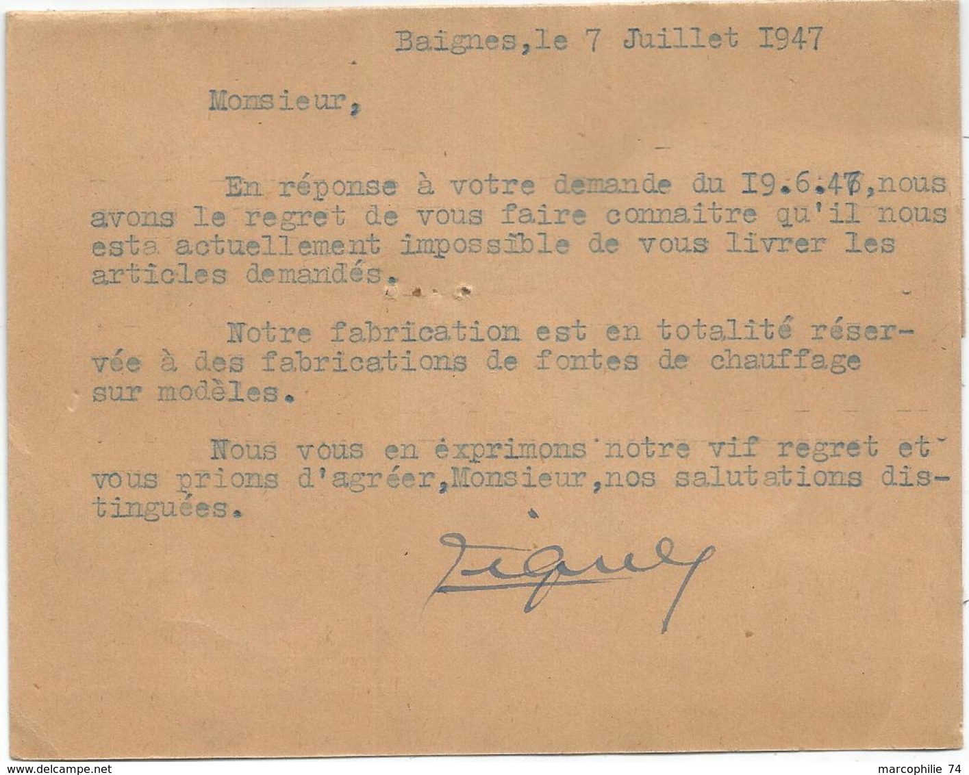 GANDON 3FR50 SEUL CARTE C. PERLE VELLE 7.7.1947 HTE SAONE DERNIER JOUR DU TARIF A 3FR50 - 1945-54 Marianne Of Gandon