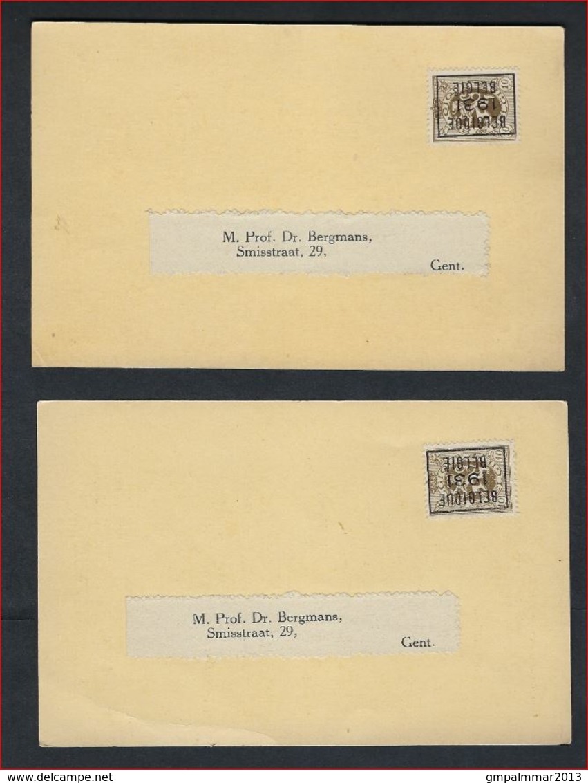 2 Postkaarten Met Preo TYPO Nr. 248B , Post Aan Professor BERGMANS Te GENT Ivm Uitnodiging Voordrachten ; Zie 2 Scans ! - Typo Precancels 1929-37 (Heraldic Lion)