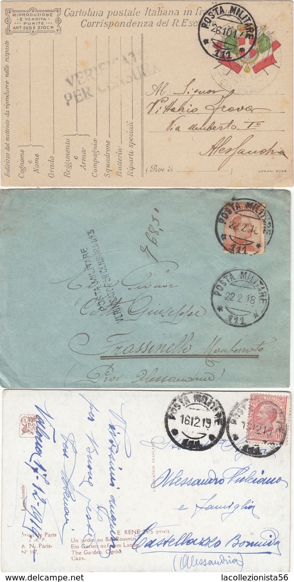 9769-N°. 3 PEZZI 1° GUERRA-"POSTA MILITARE-111" - 1917-18-19 - Storia Postale