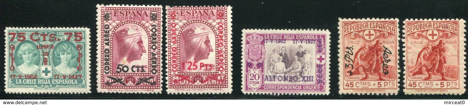 ESPAGNE / SPAIN  1927  MH -  " ALFONSO XIII TIMBRES SURCHARGES / OVERPRINT Pour ETUDES "  -  30 VAL. - Unused Stamps