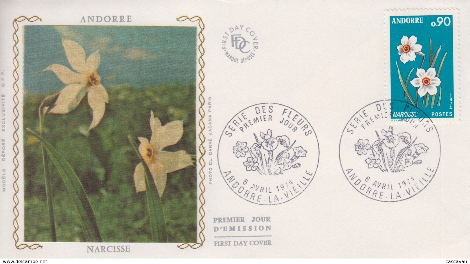 Enveloppe  FDC  1er  Jour  ANDORRE   Flore  :  Narcisse   1974 - FDC