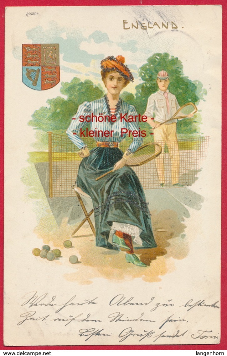 Alte Litho.-AK 'Tennis' ~ 1900 - Tennis