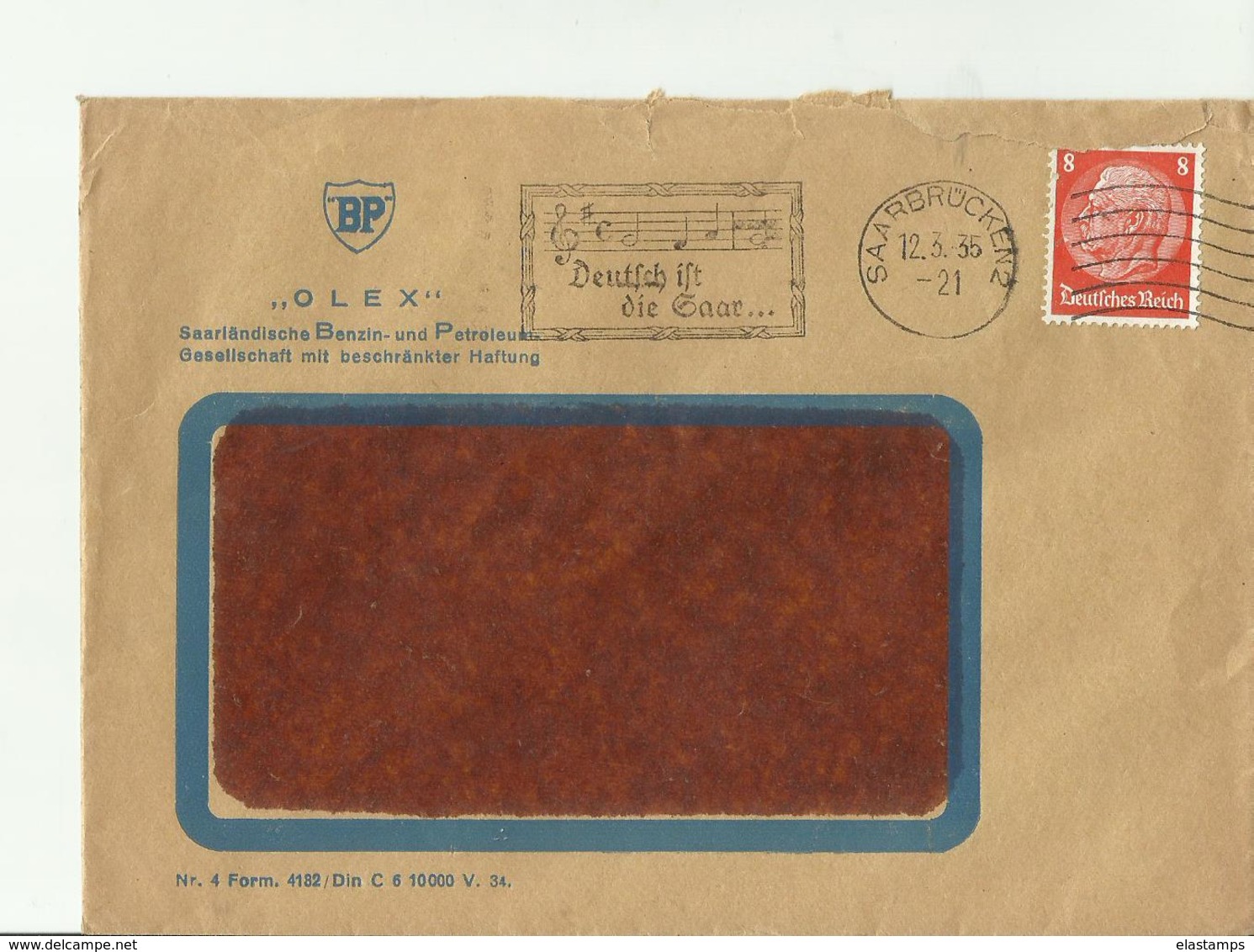 DR CV 1935  SAARBRUCKEN - Storia Postale