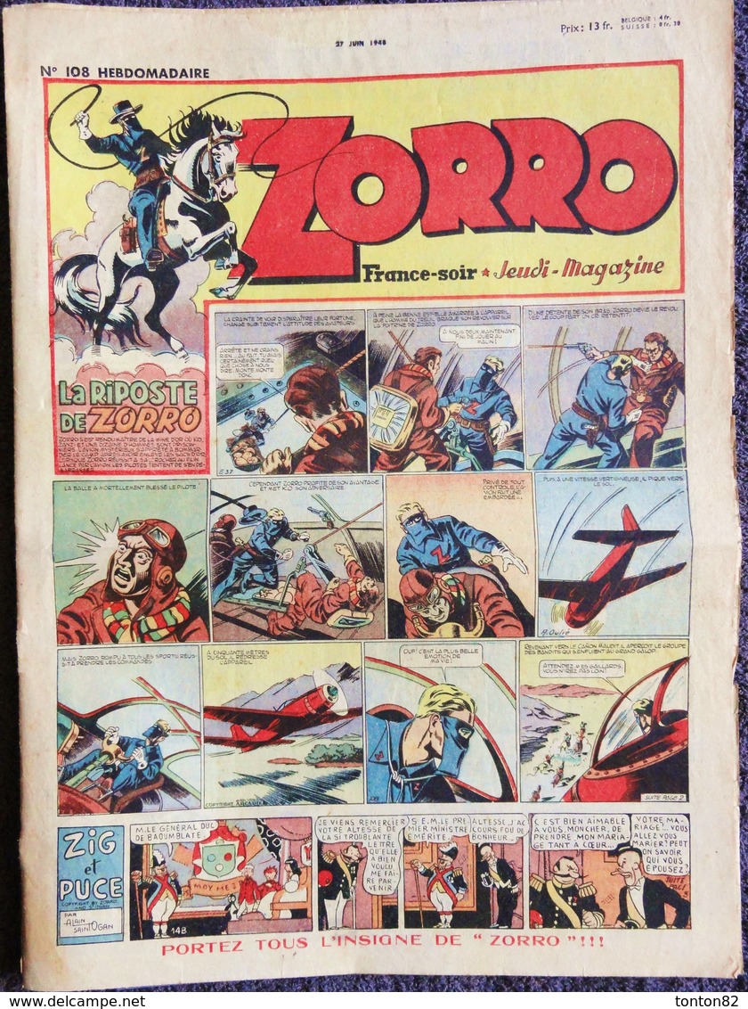 ZORRO - N° 108 -  (  27 Juin 1948 ) . - Zorro