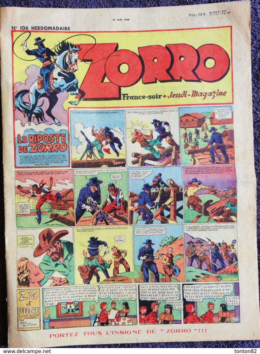 ZORRO - N° 106 -  (  13 Juin 1948 ) . - Zorro