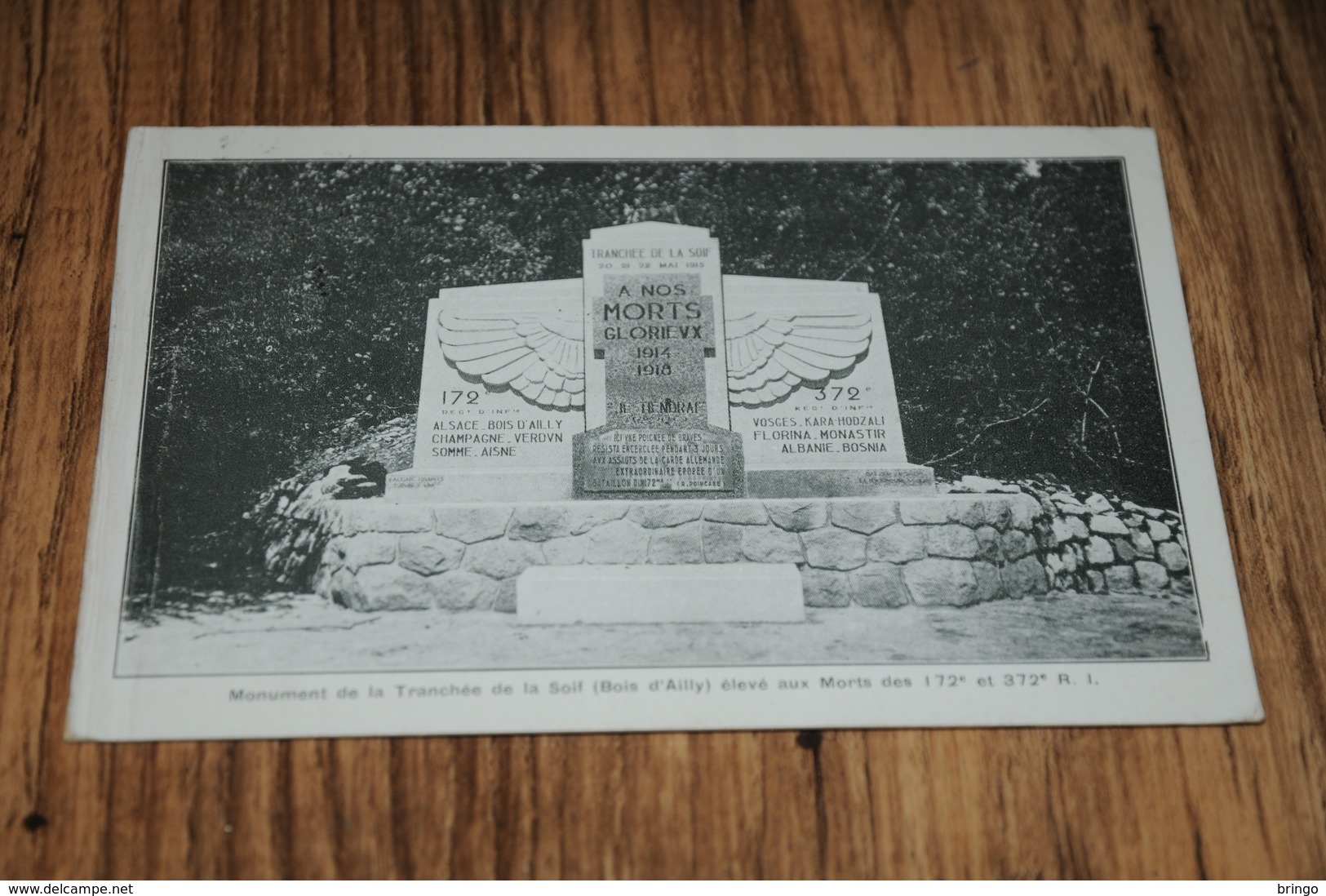 3869-          BOIS D AILLY ... LE MONUMENT DE LA TRANCHEE DE LA SOIF ELEVE AUX MORTS DES 172° ET 372° RI - 1938 - Autres & Non Classés