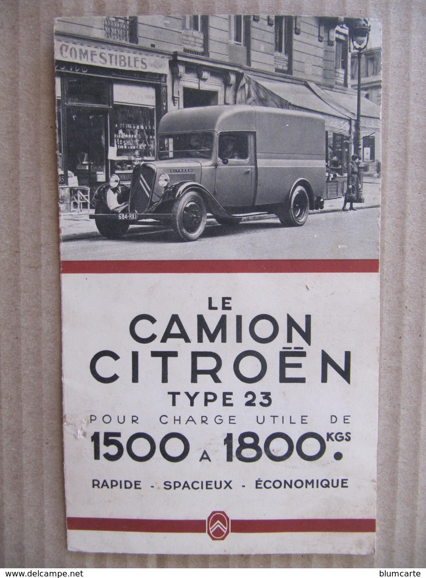 Petit Catalogue - LE CAMION CITROËN  TYPE 23 - 1938 - Auto