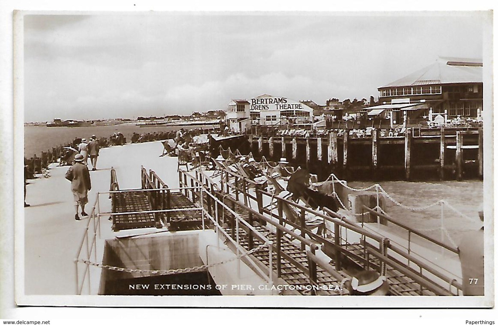 Real Photo Postcard, Clacton-on-sea, New Extensions Of Pier, Seafront, Bertrams Childrens Theatre. - Clacton On Sea